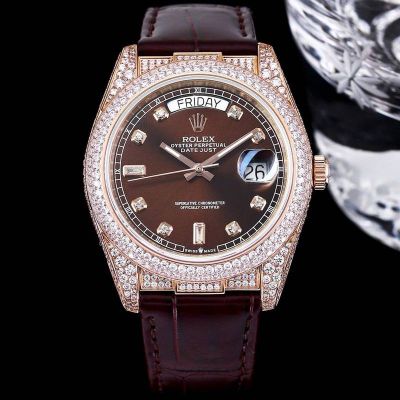 GB Factory Replica Datejust ROLEX  Alligator Leather Rose gold 40mm Watch